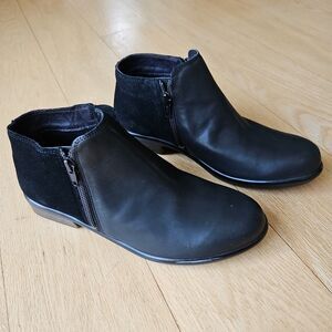 NAOT Helm Black Leather with Suede Ankle Boots Booties - Womens‎ Size EU 37 US 6
